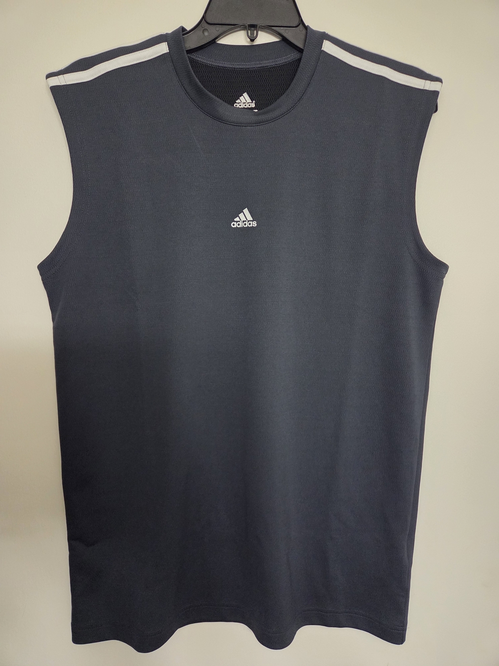 Adidas Men’s Sleeveless Training Shirt in Navy with White Stripes